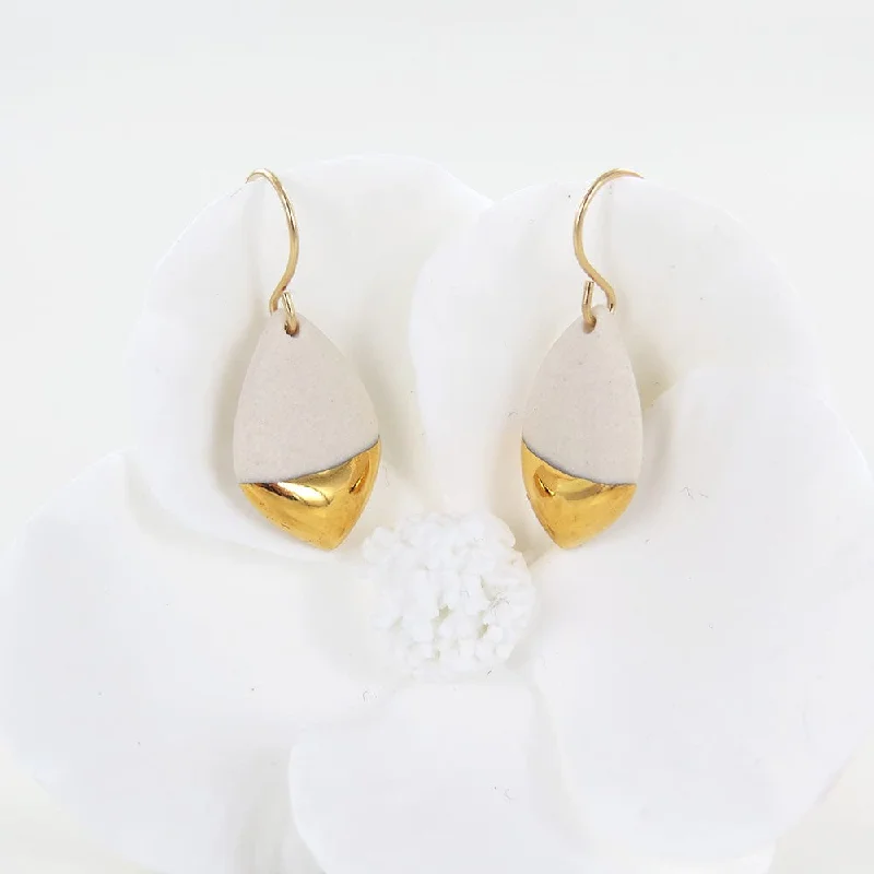 White Gold Dipped Marquise Earrings