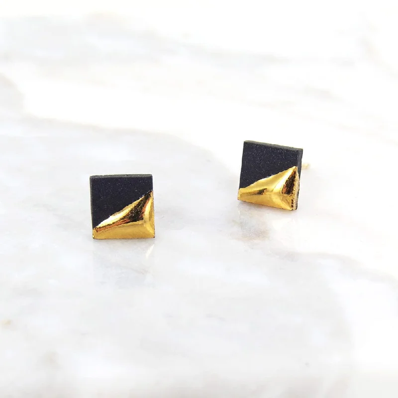 Black Gold Dipped Square Studs