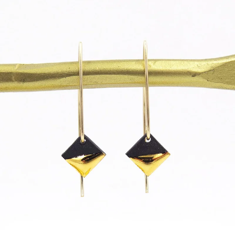 Black Gold Dipped Square Earrings