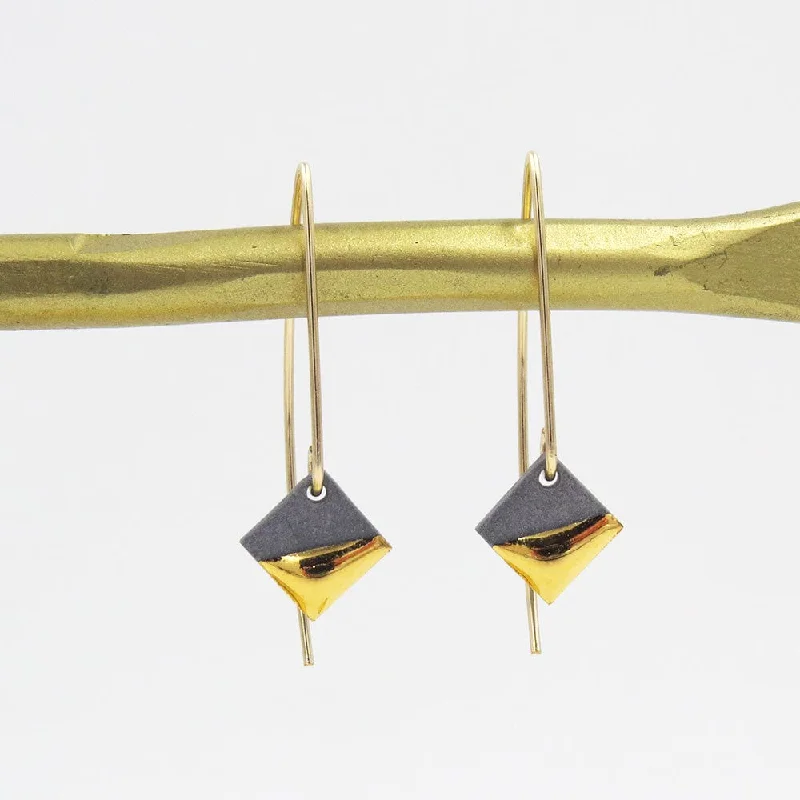 Grey Gold Dipped Square Earrings