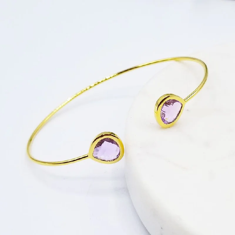 Gold Plated Lavender Double Crystal Bracelet