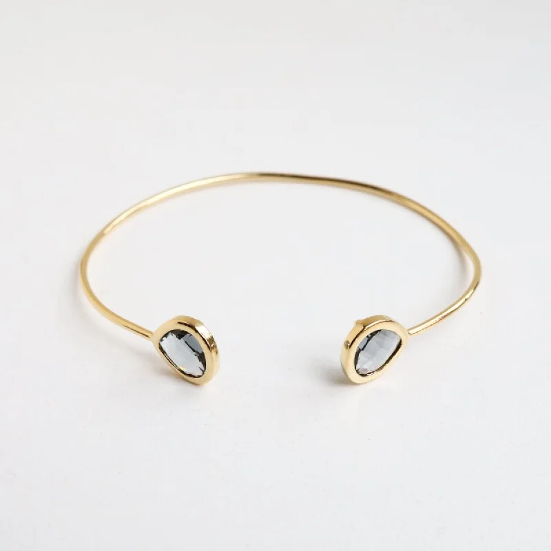 Gold Plated Smokey Gray Double Crystal Bracelet