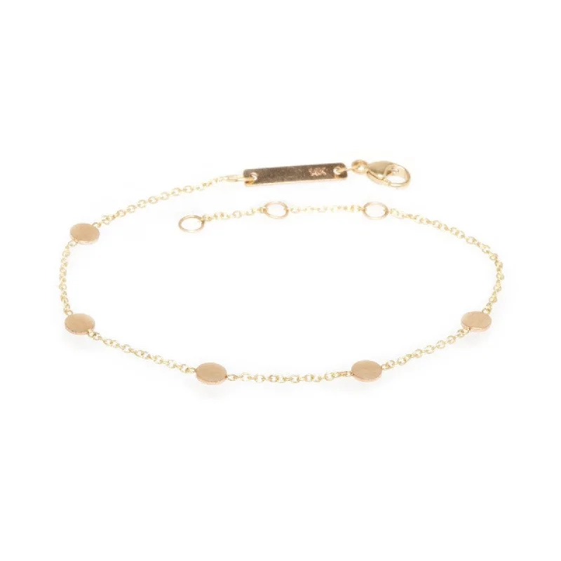 14k Gold Itty Bitty 5 Round Disc Bracelet