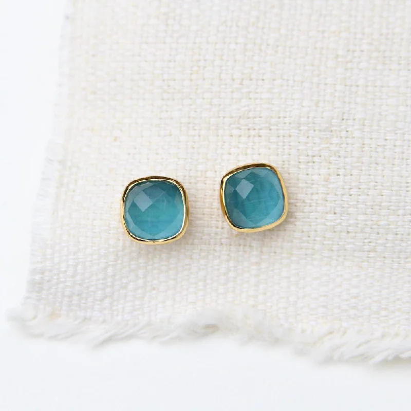 Ice Blue Asha Square Studs