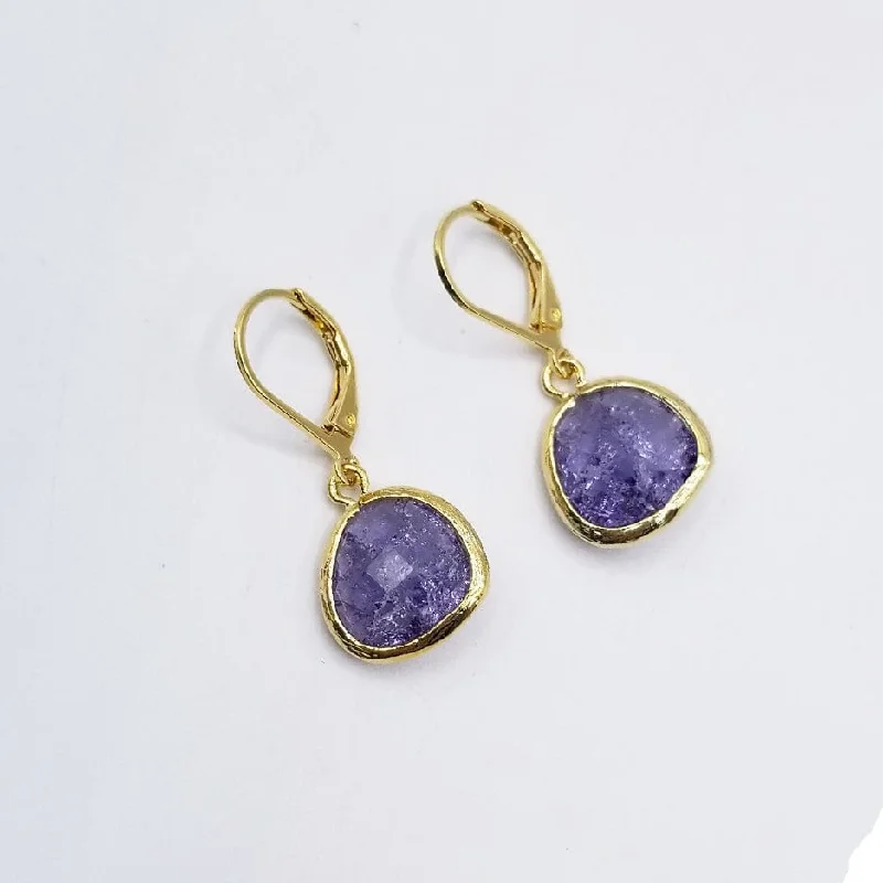 Teardrop Plum Rock Crystal Drop Earrings