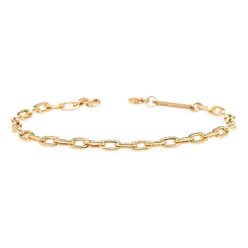 14k Gold Medium Square Oval Link Chain Bracelet