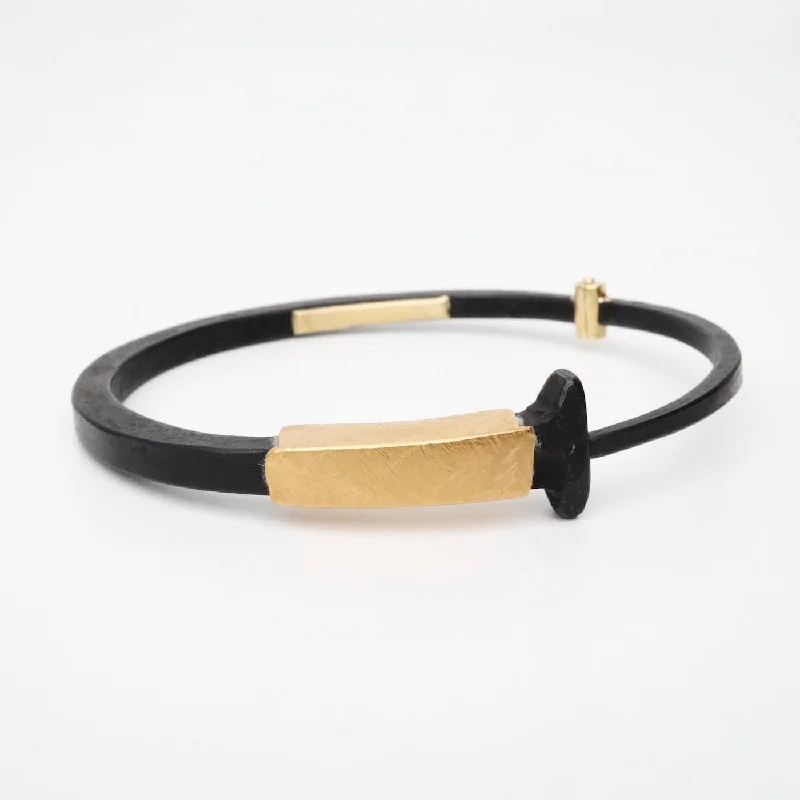 Pat Flynn Iron Nail Bracelet with 22k Yellow Gold Collar