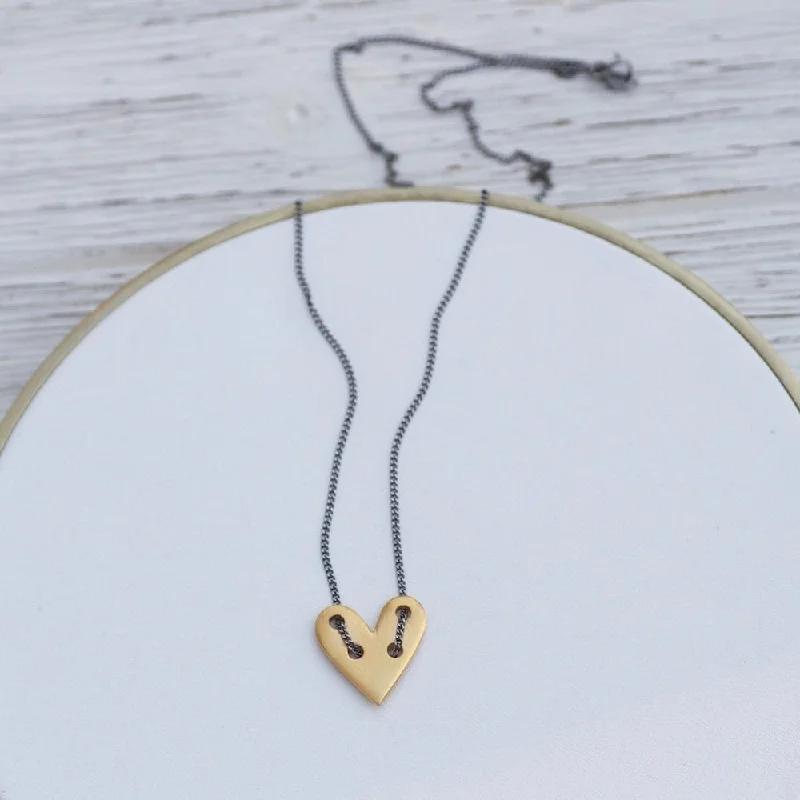 Threaded Heart Pendant - Gold Plate