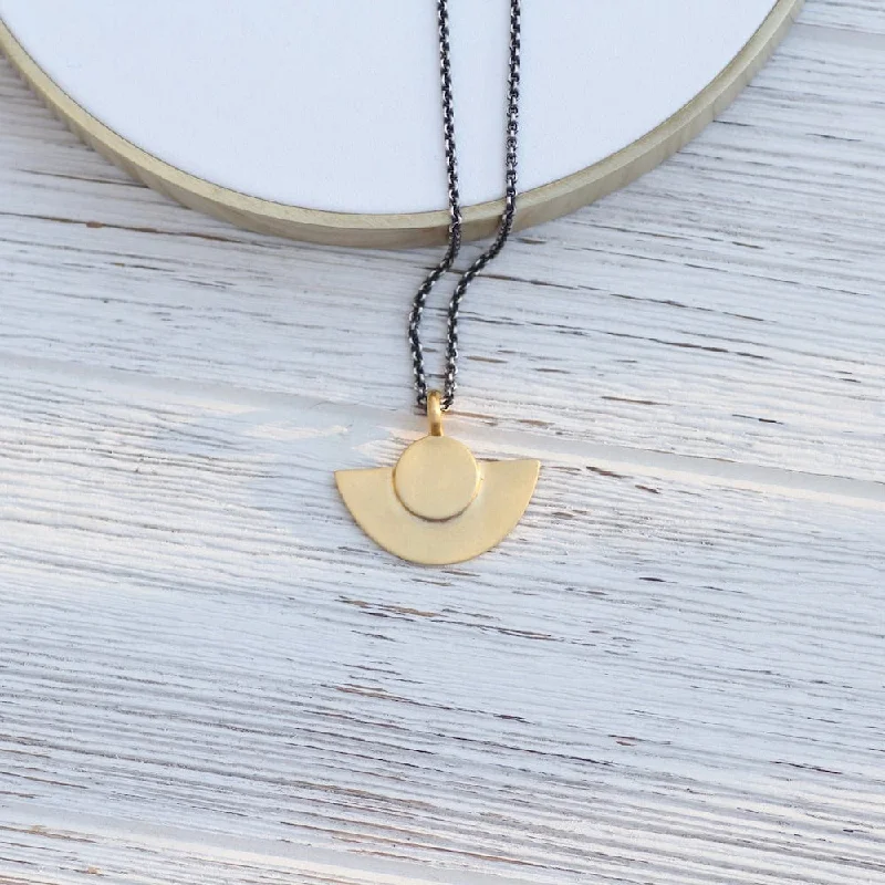 Full Moon, Half Moon Pendant - Gold Plate