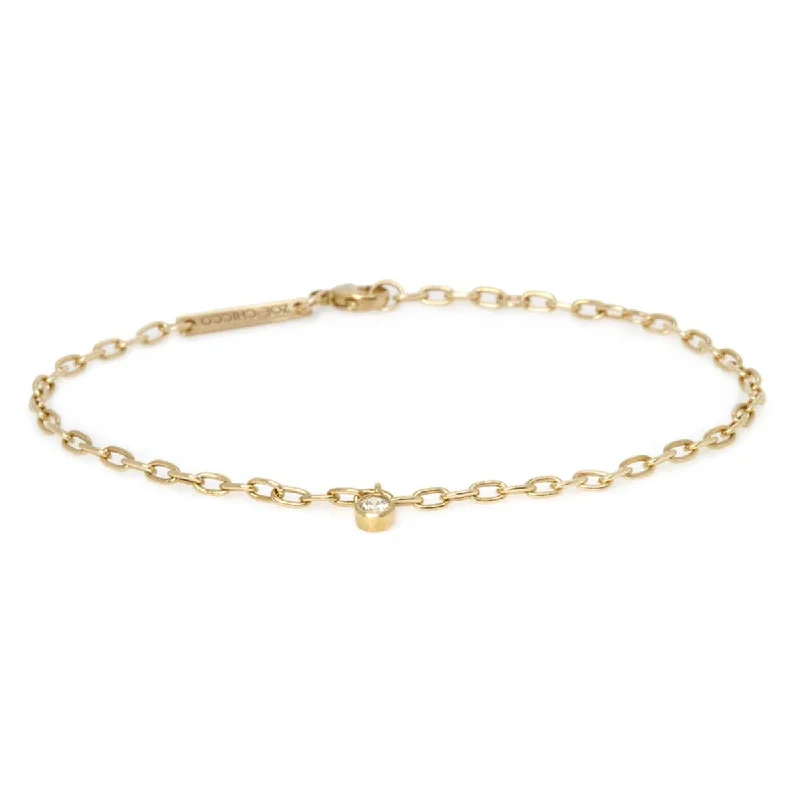 14k Gold Oval Link Chain Bracelet With Diamond